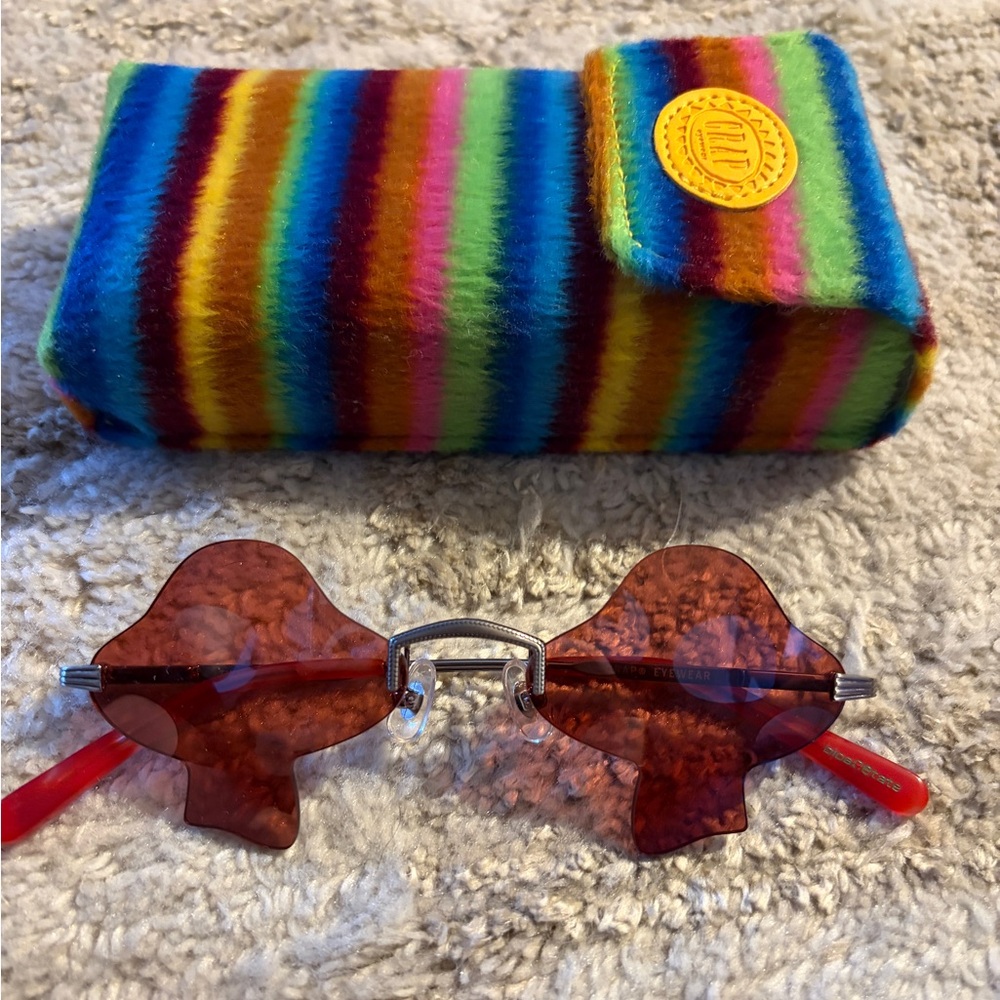 Crap Eyewear Red Lens Sunglasses with Rainbow Case